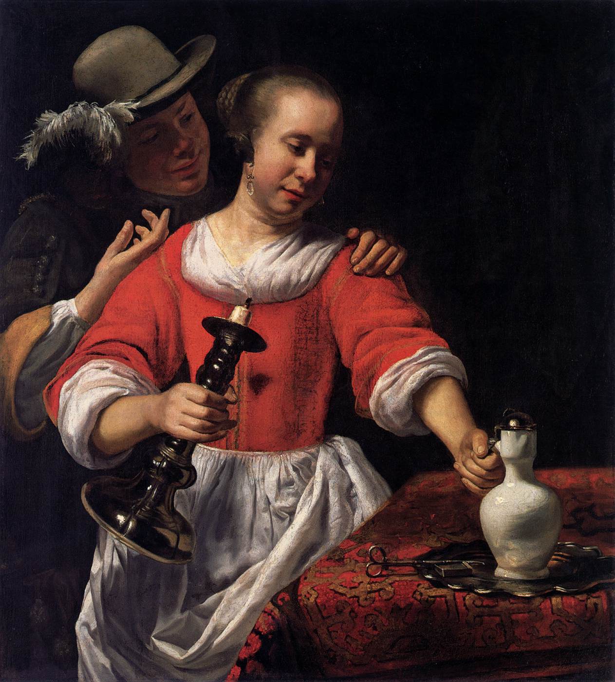 Une jeune femme et un cavalier