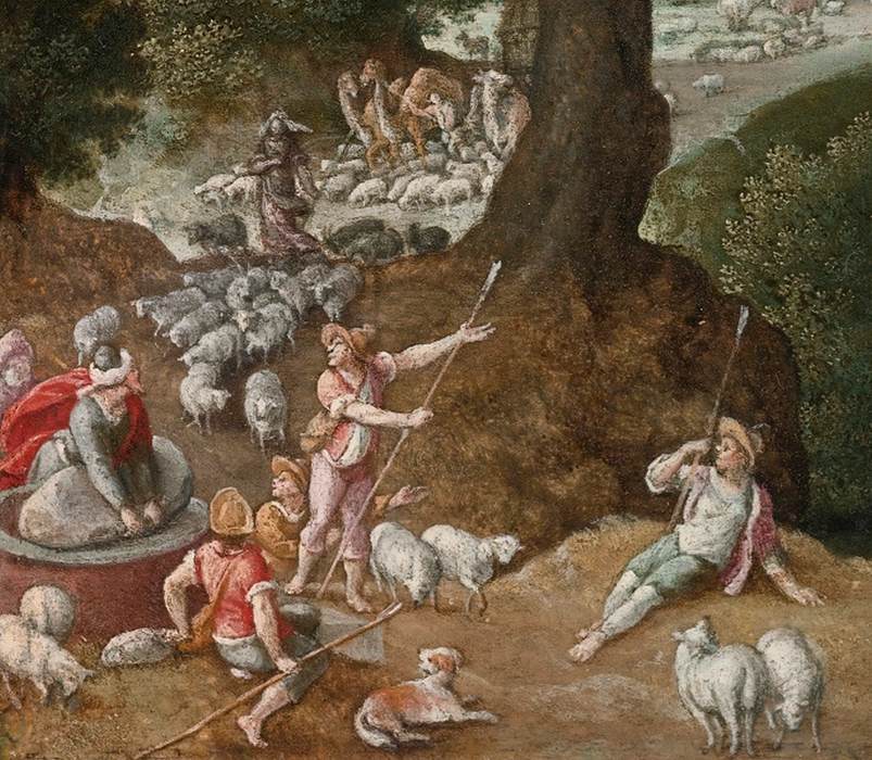 Paysage montagneux avec le retour de Jacob de Canaan (détail)