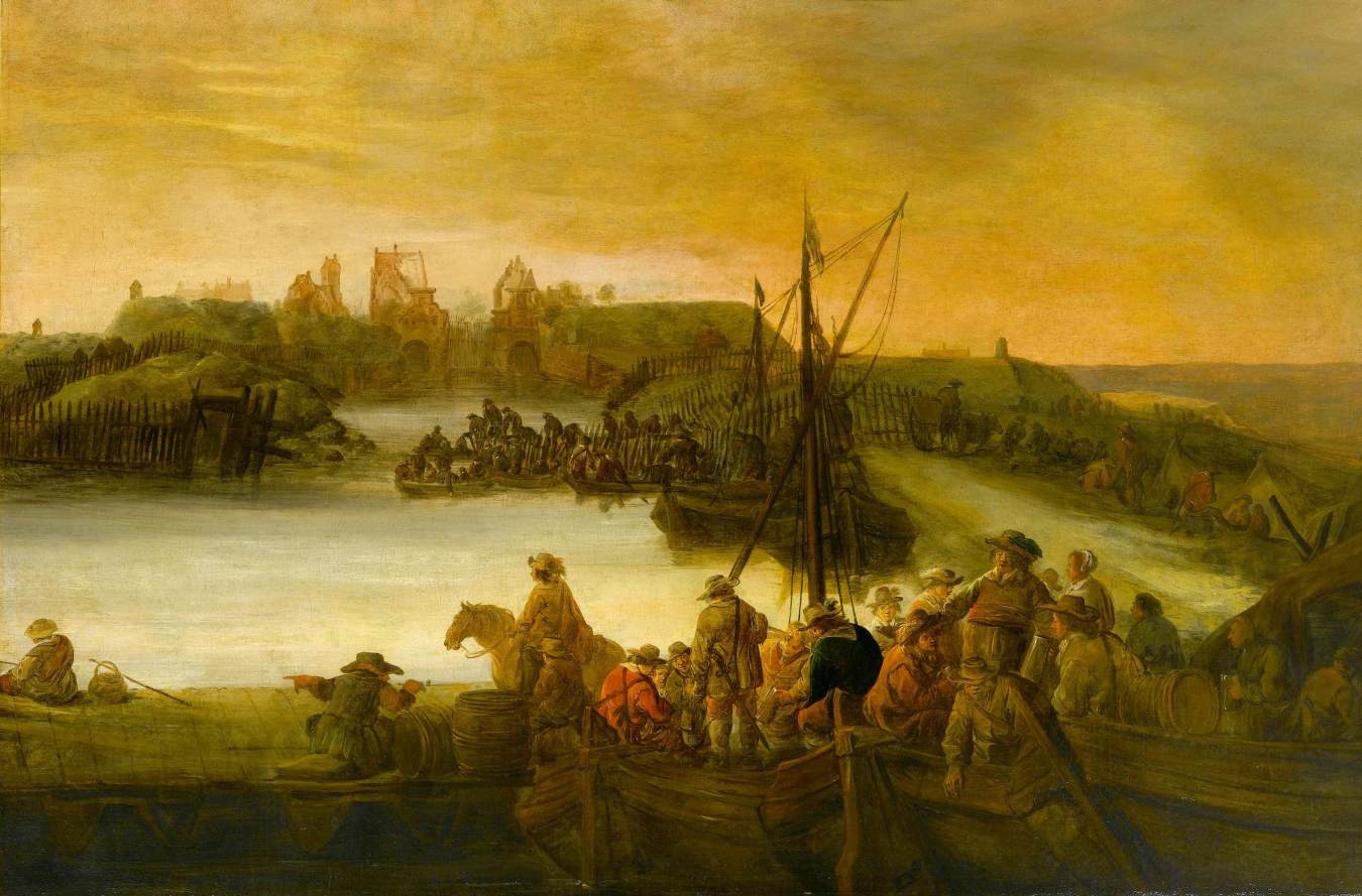 Soldats réparant des fortifications
