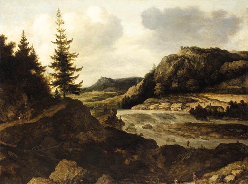 Paysage fluvial montagneux