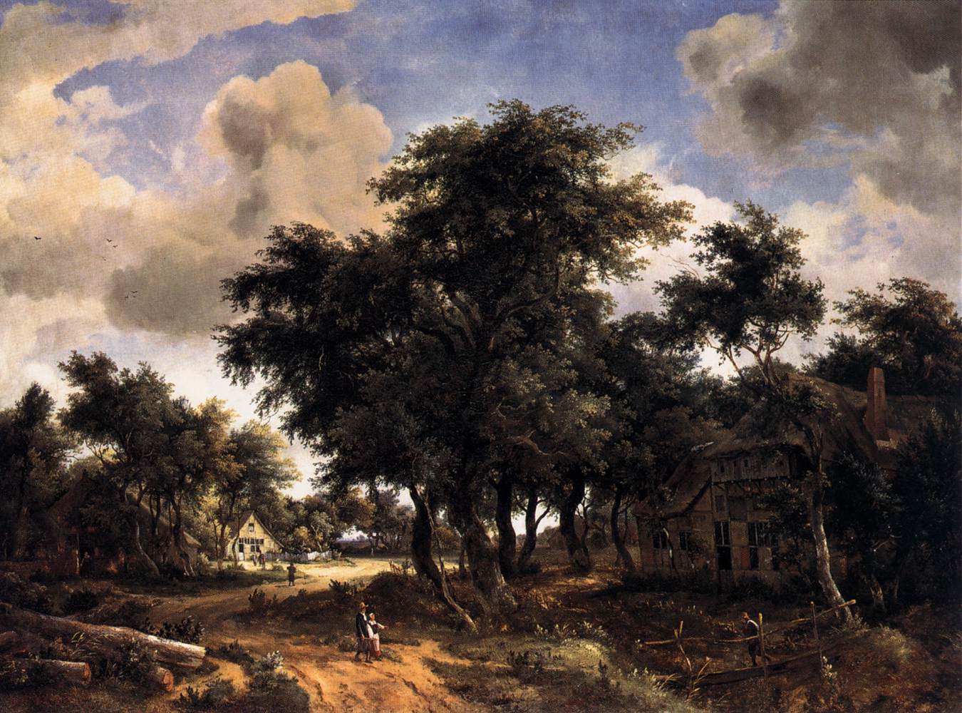 Rue d'un village sous les arbres