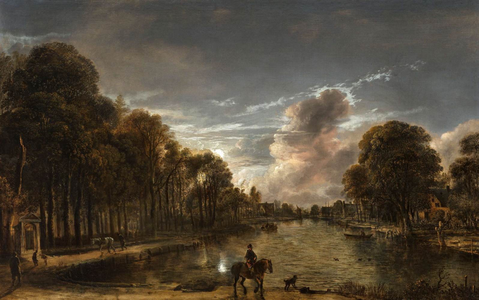 Paysage boisé au clair de lune