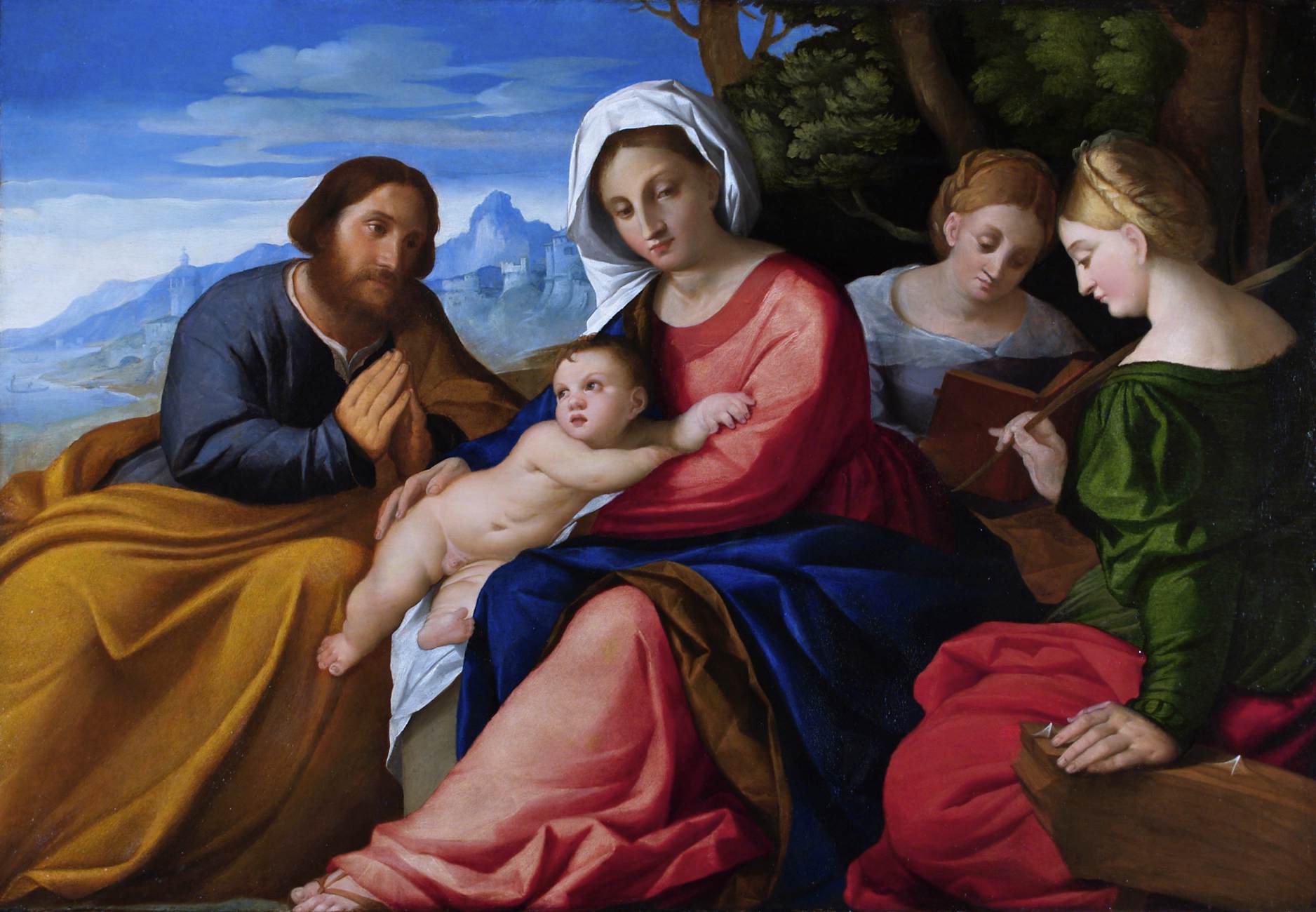 Conversation sacrée avec des saints et le donateur