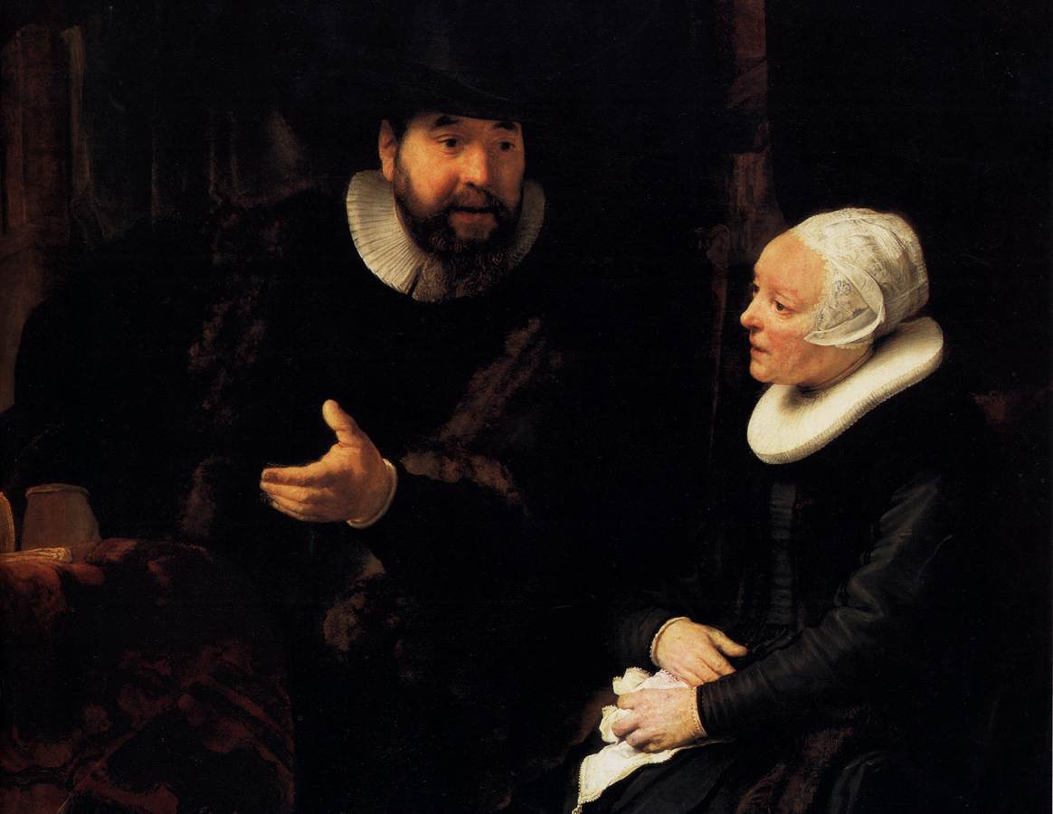 Le ministre mennonite Cornelis Claesz. Anslo en conversation avec sa femme Aaltje (détail)