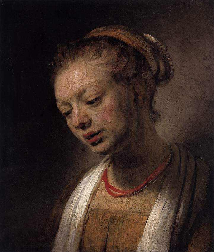 Jeune femme au collier rouge