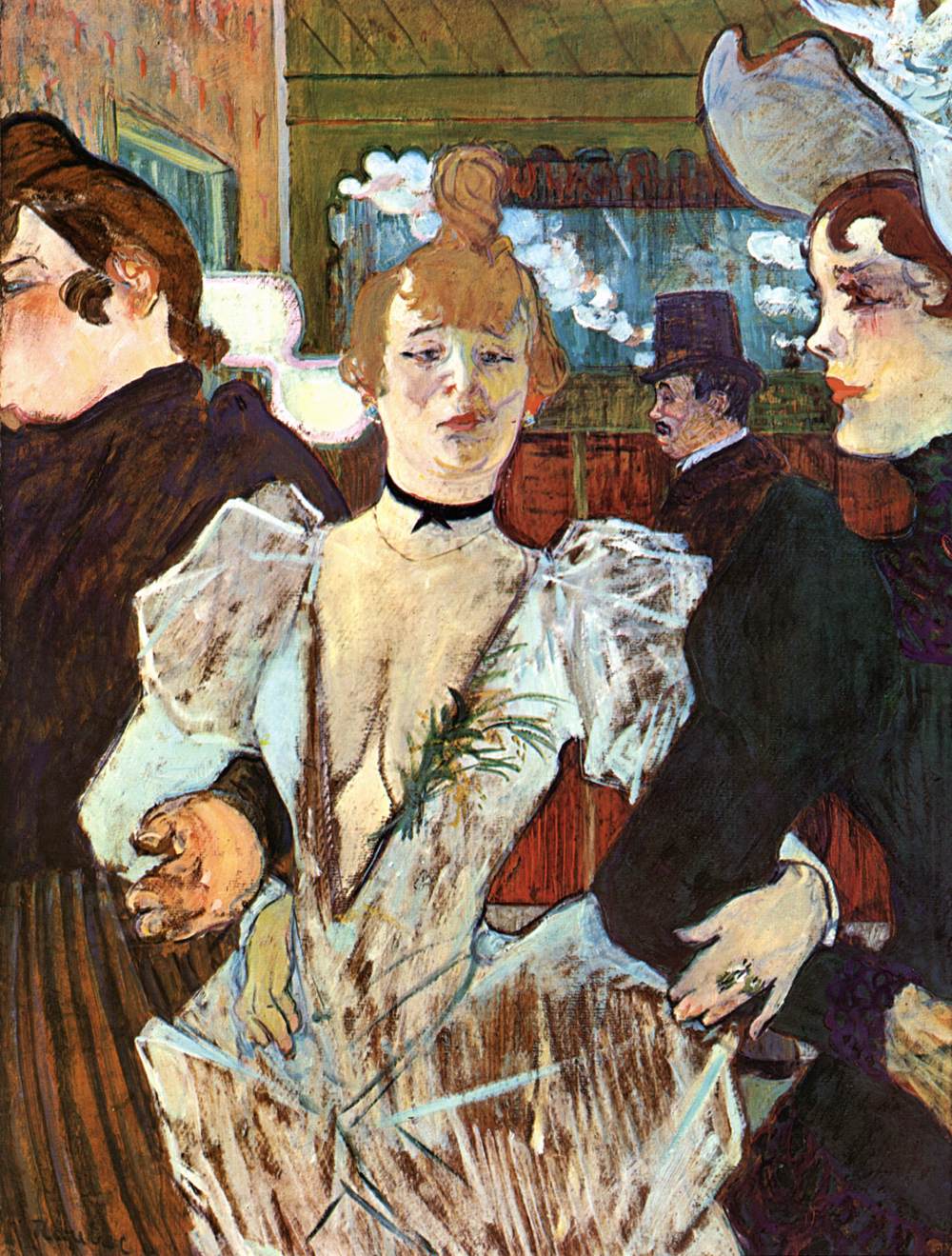 La Goulue arrivant au Moulin Rouge avec deux femmes