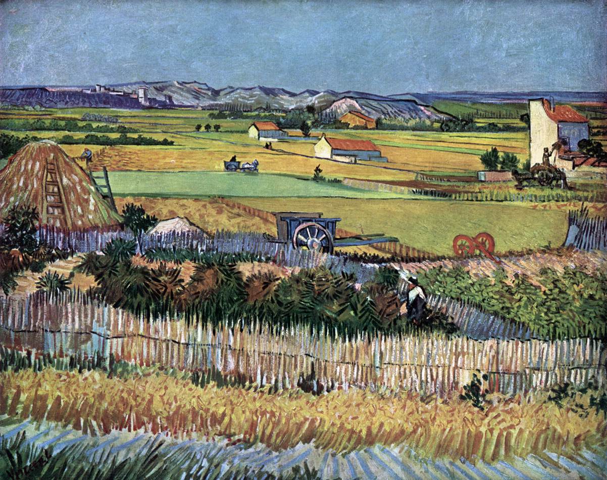 Récolte à La Crau (Le chariot bleu)