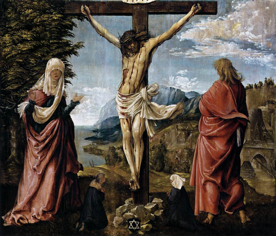 Christ en croix entre Marie et saint Jean