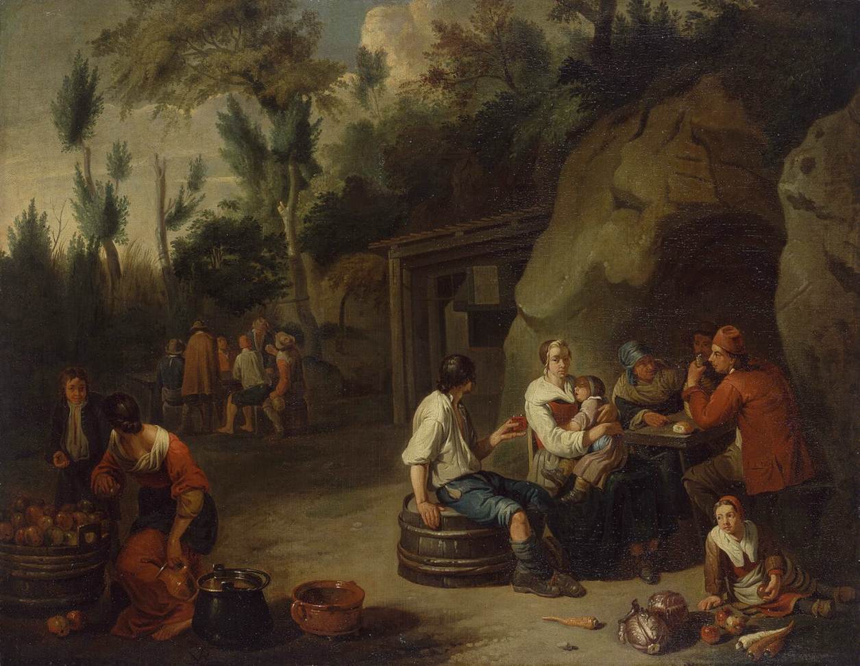 Famille paysanne assise à table