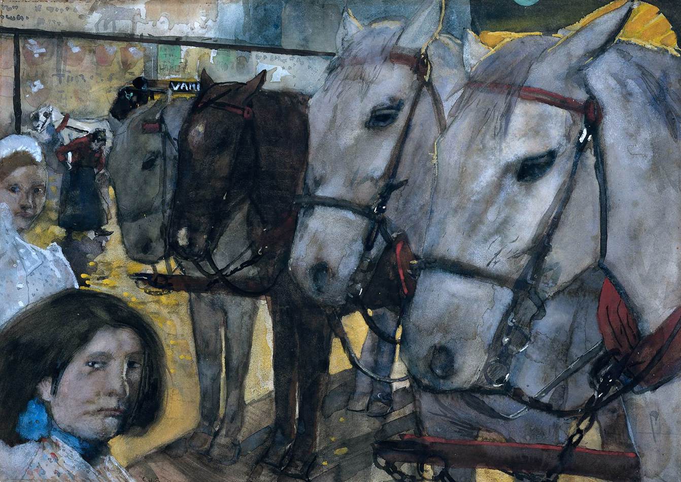 Chevaux de tram sur la place Dam à Amsterdam