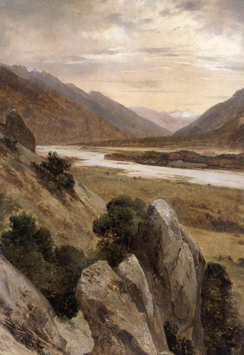 Paysage fluvial montagneux