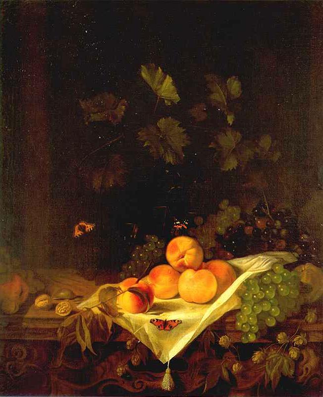 Nature morte aux pêches et aux raisins