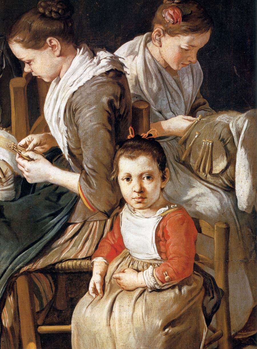 Femmes travaillant la dentelle au coussin (détail)