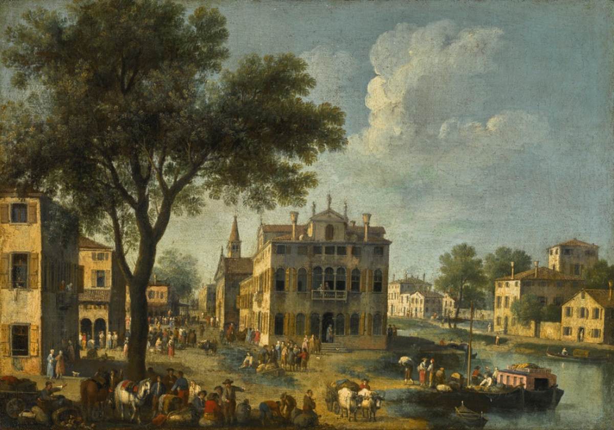 Scène de village sur le canal de la Brenta