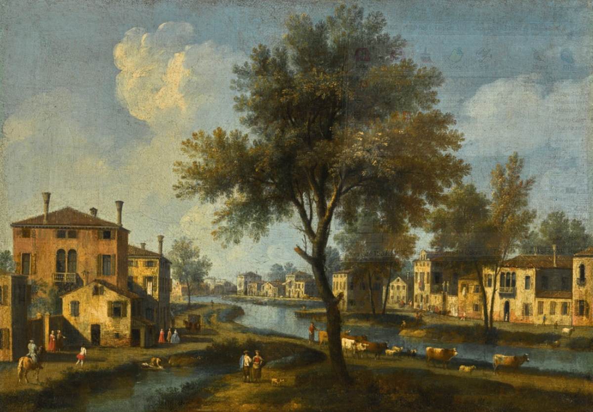 Scène de village sur le canal de la Brenta