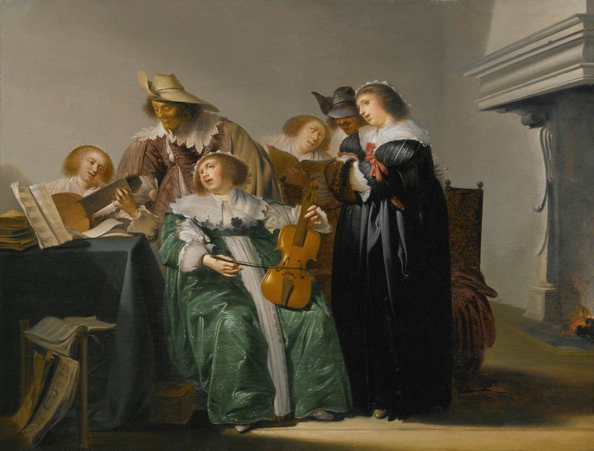 Société élégante faisant de la musique