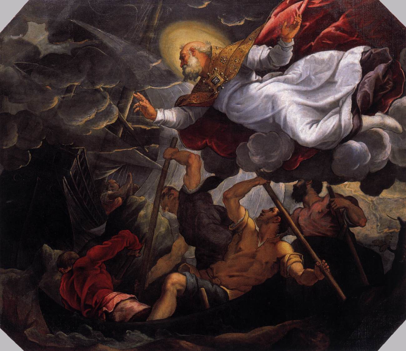 Saint Nicolas secourant des marins naufragés dans une tempête