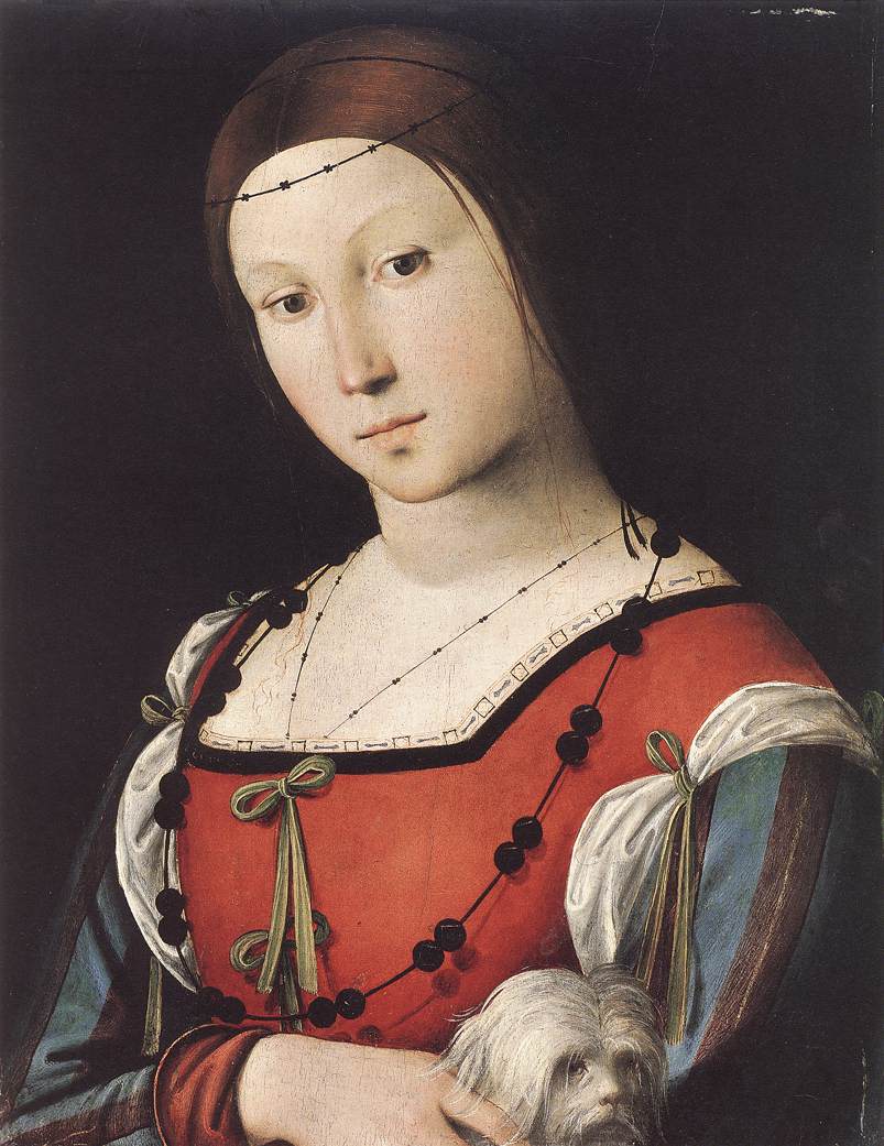 Portrait d'une dame au petit chien