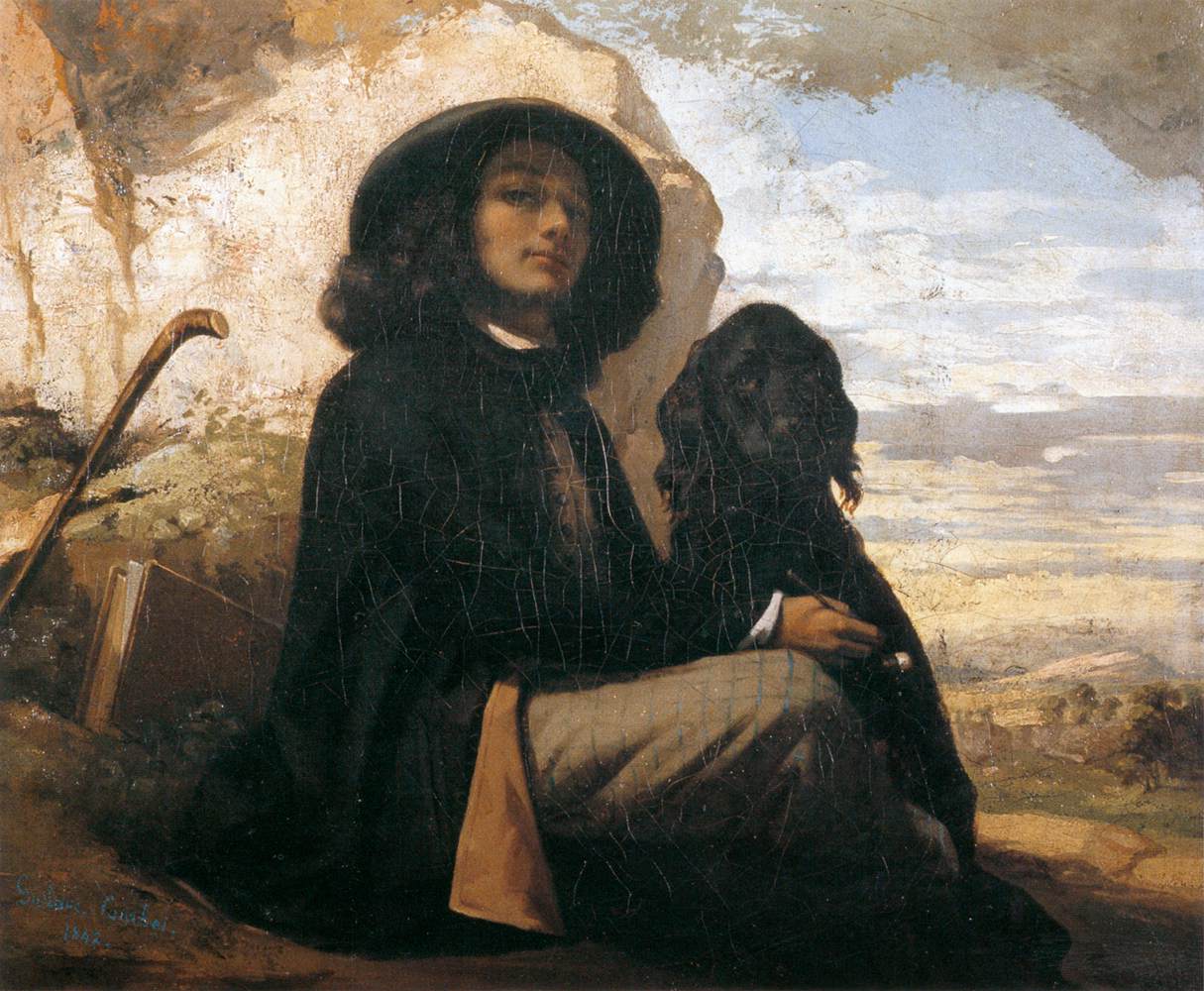 Autoportrait au chien noir