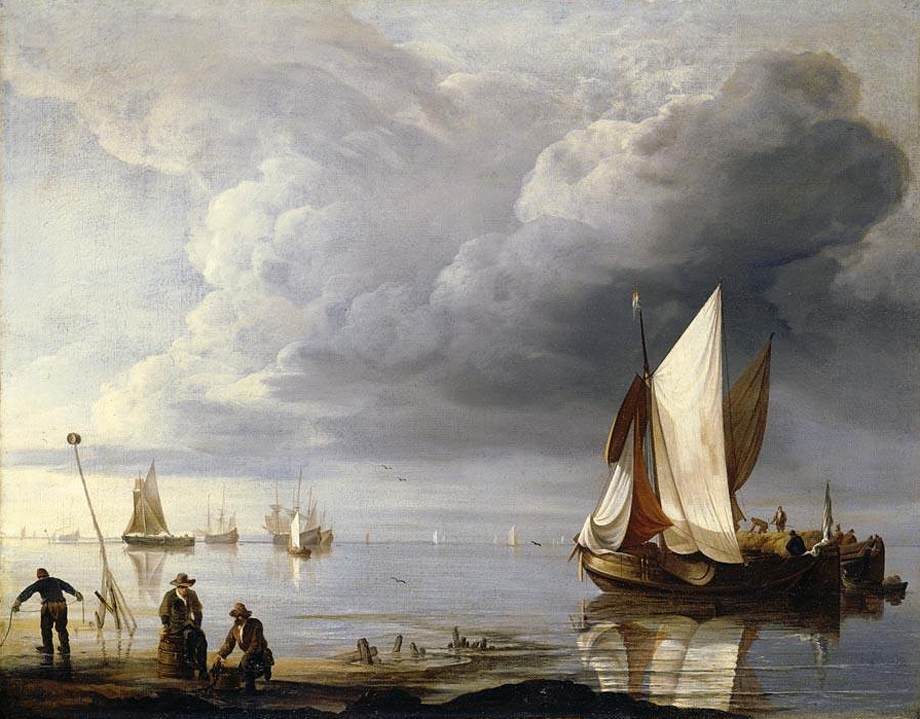 Petits navires néerlandais par mer calme