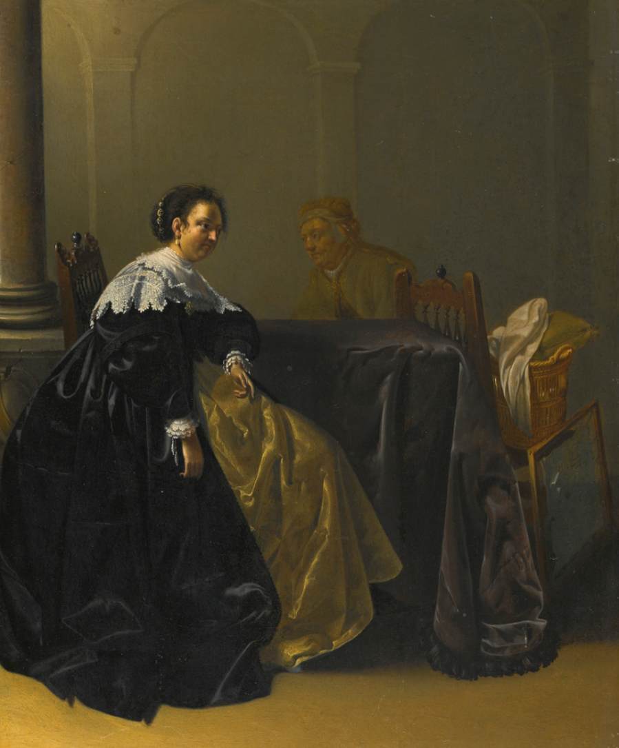 Jeune élégante et vieille fille dans un intérieur