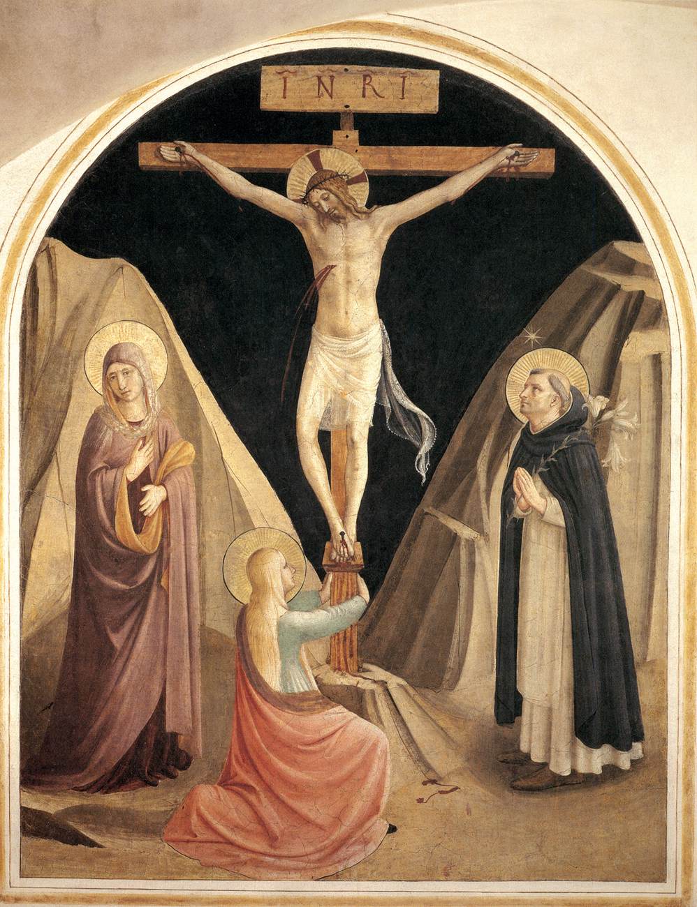 Crucifixion avec la Vierge, Marie-Madeleine et St Dominique (Cellule 25)