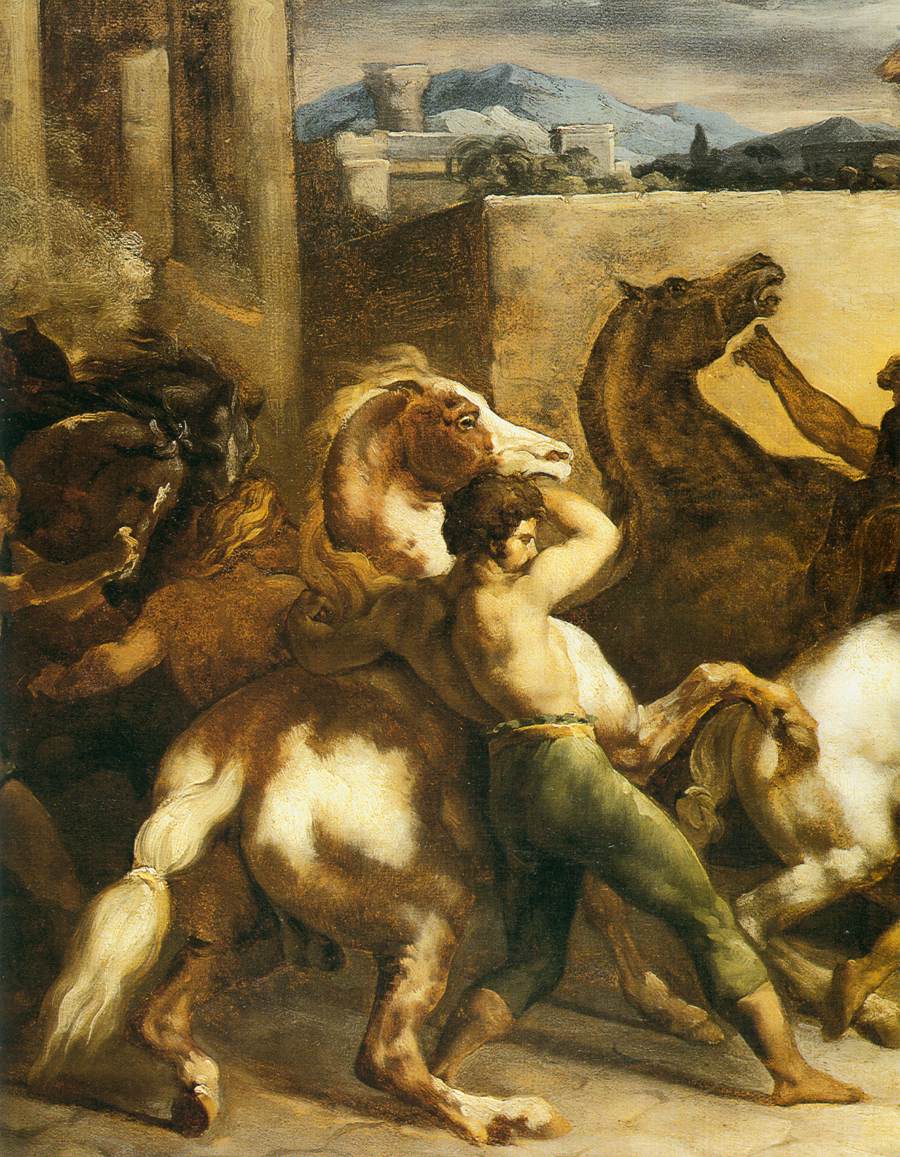 Courses de chevaux sans cavalier (détail)