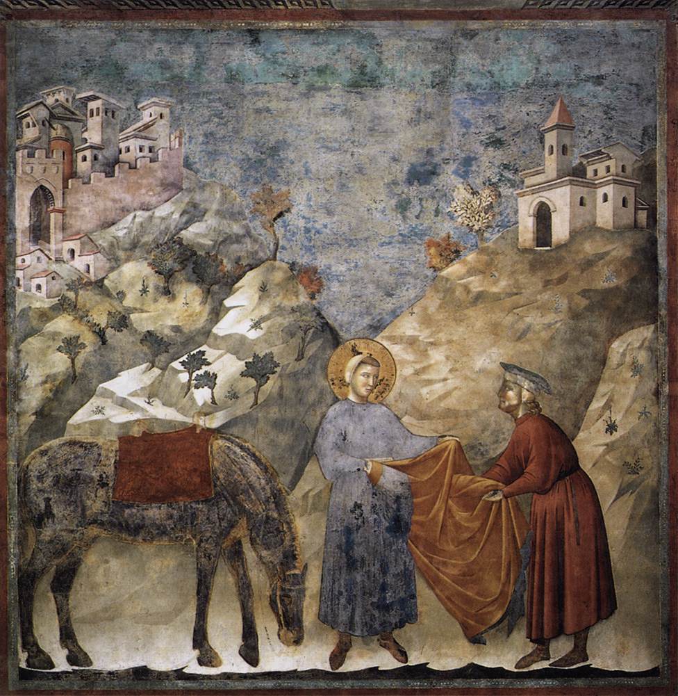 Légende de saint François : 2. Saint François donnant son manteau à un pauvre