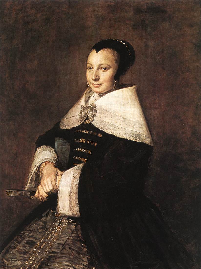 Portrait d'une femme assise tenant un éventail