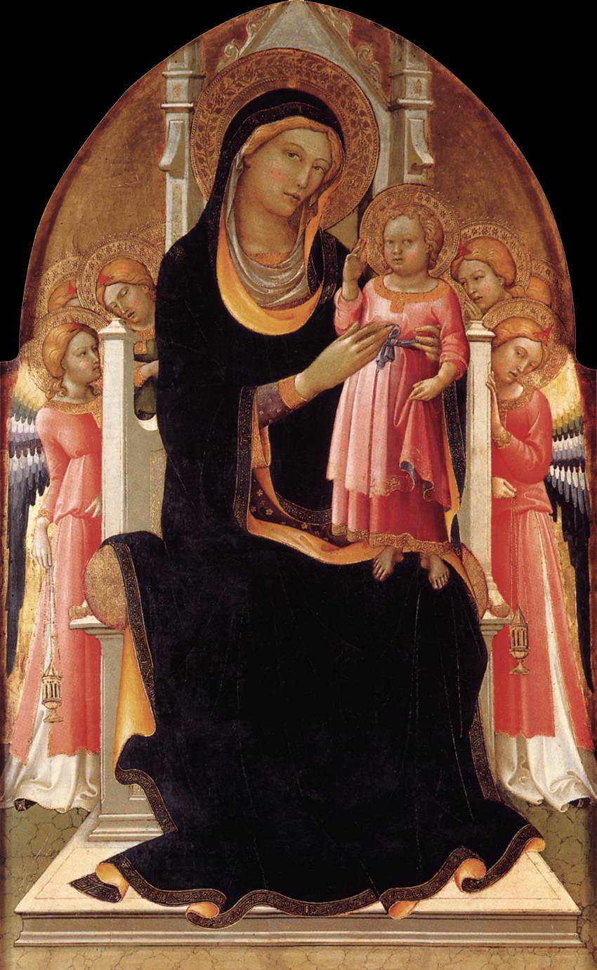Vierge à l'Enfant trônante avec six anges
