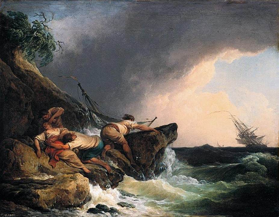 Paysage côtier rocheux en tempête