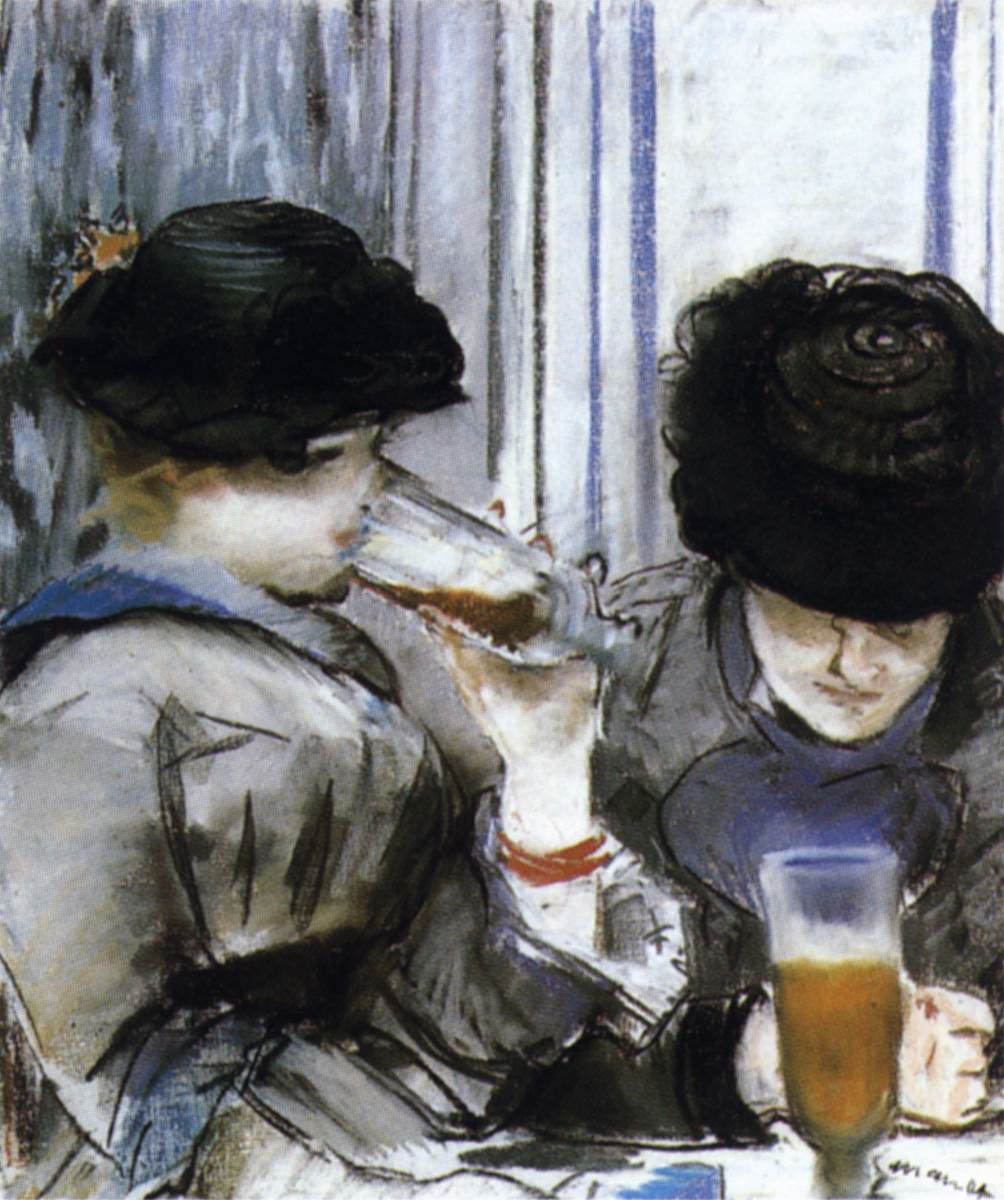 Deux femmes buvant des bocks