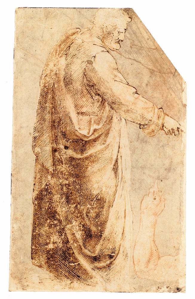 Figure masculine d'après des études de bras de Masaccio (recto)