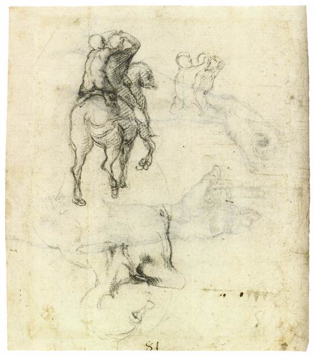 Cheval avec deux cavaliers (recto)