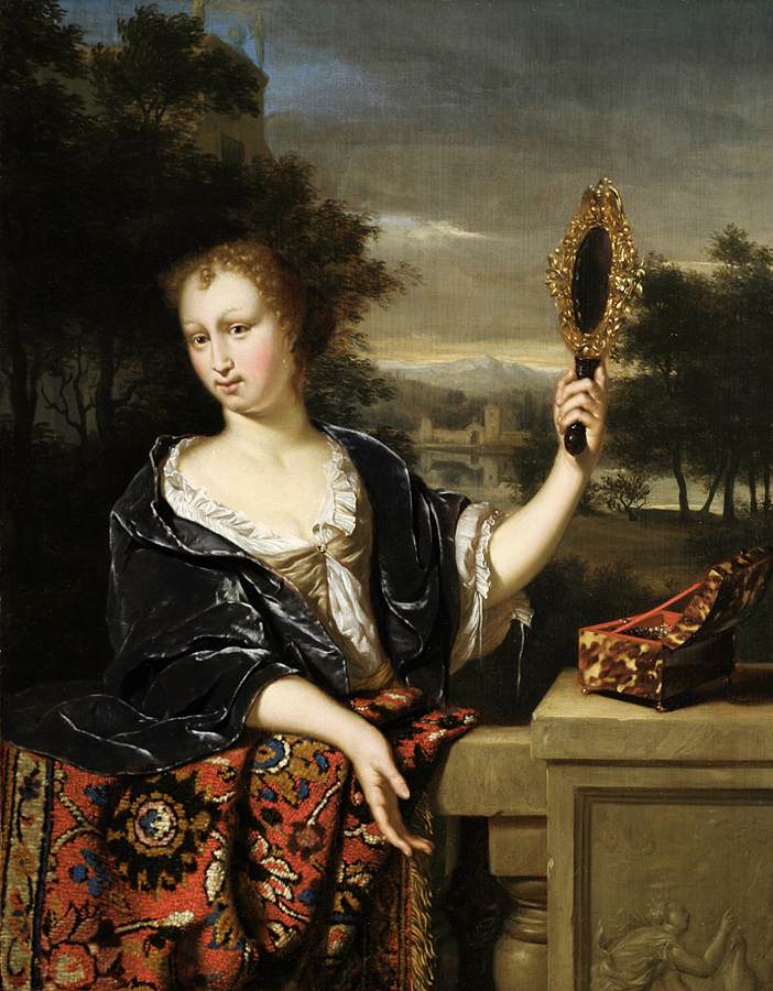 Dame élégante au miroir