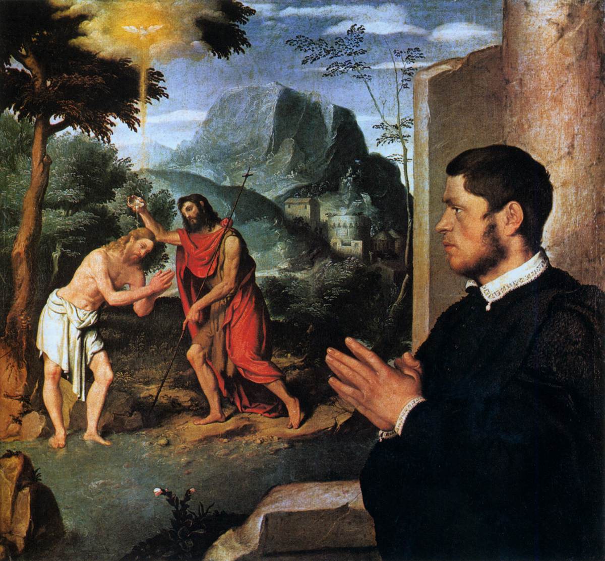 Le baptême du Christ avec un donateur