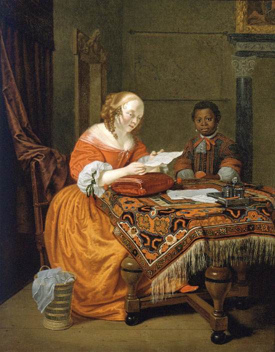 Une jeune fille à une table