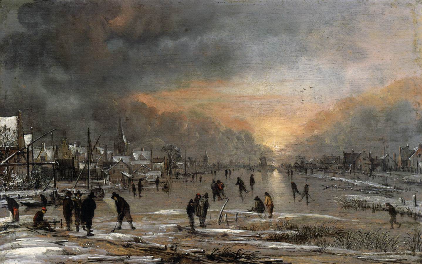 Jeux sur une rivière gelée