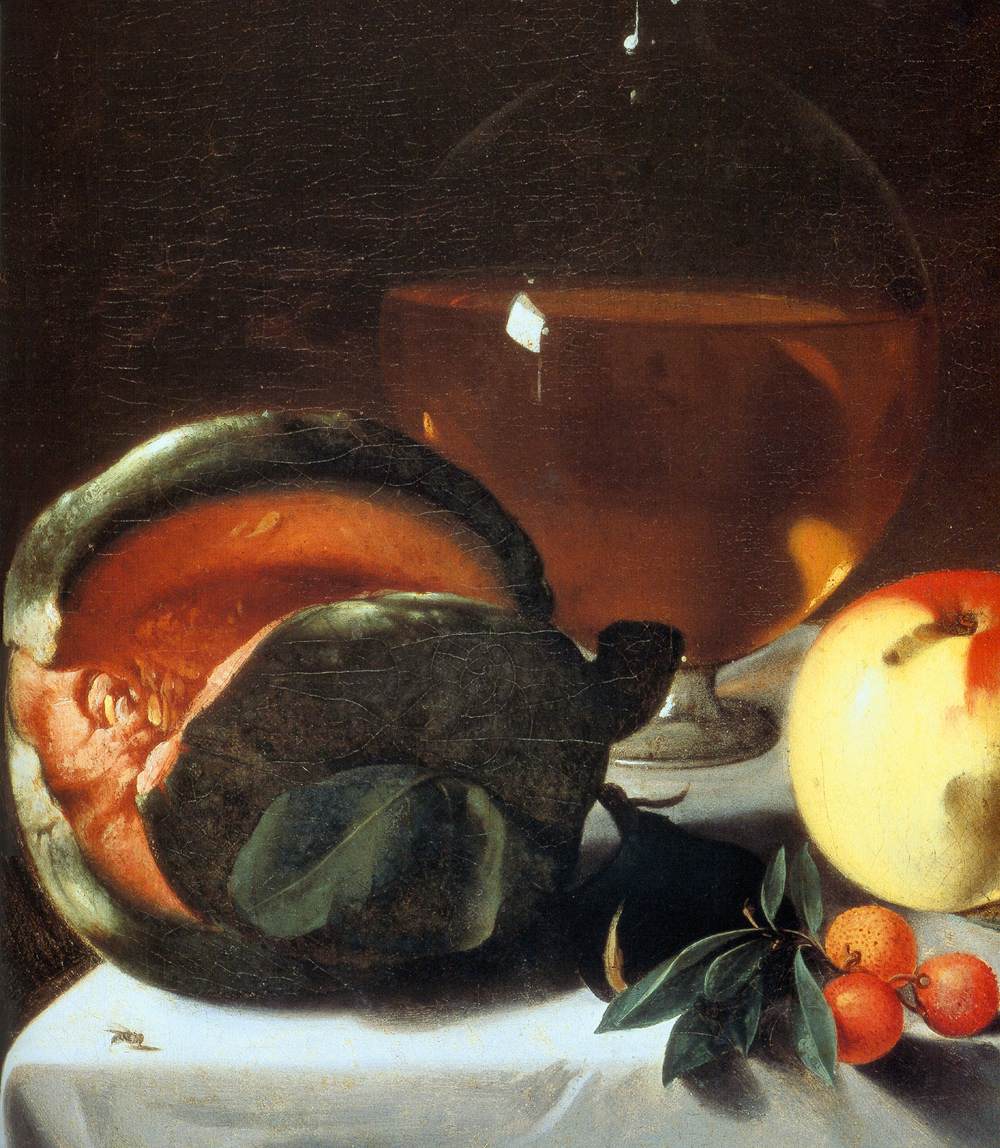 Nature morte aux fruits et à une carafe de vin blanc (détail)