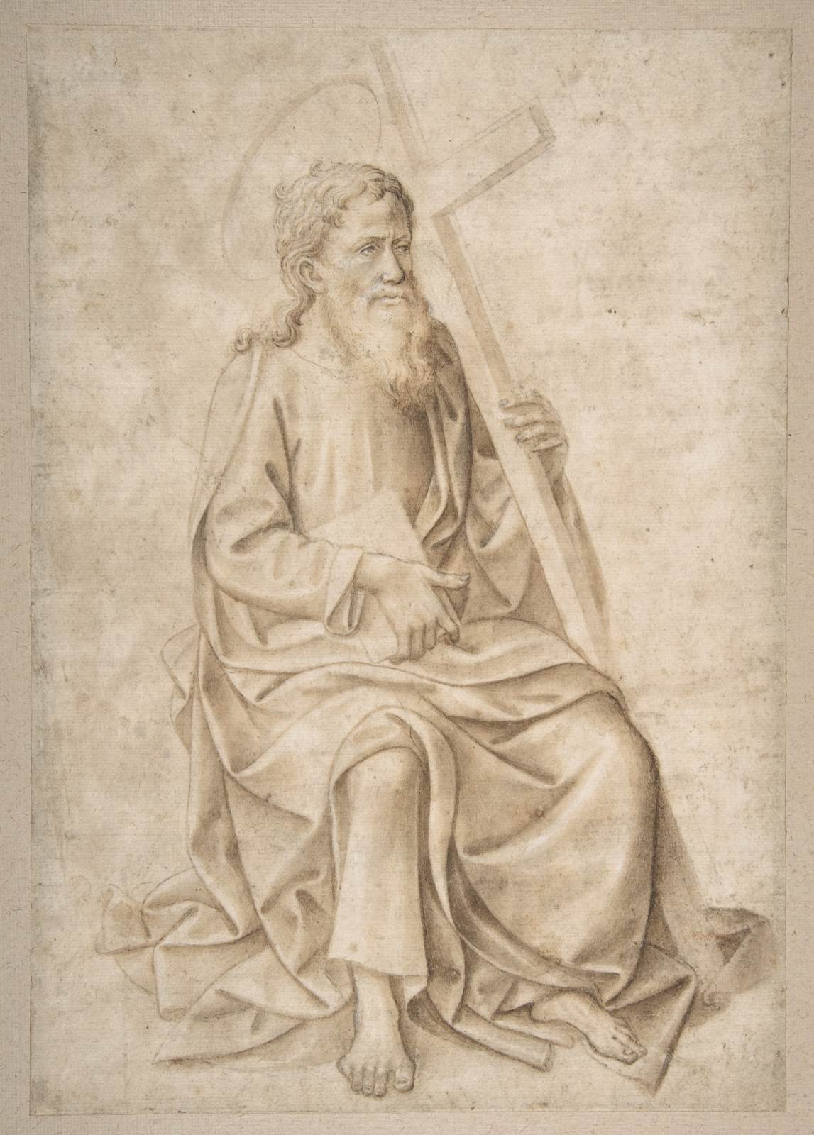 Saint Philippe assis tenant un livre et une croix