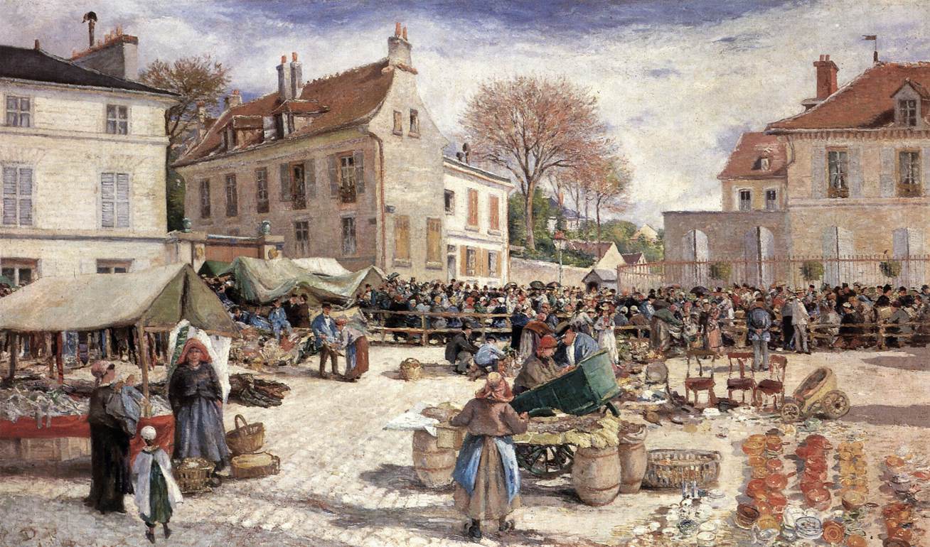 Le marché devant l'hôtel de ville de Pontoise