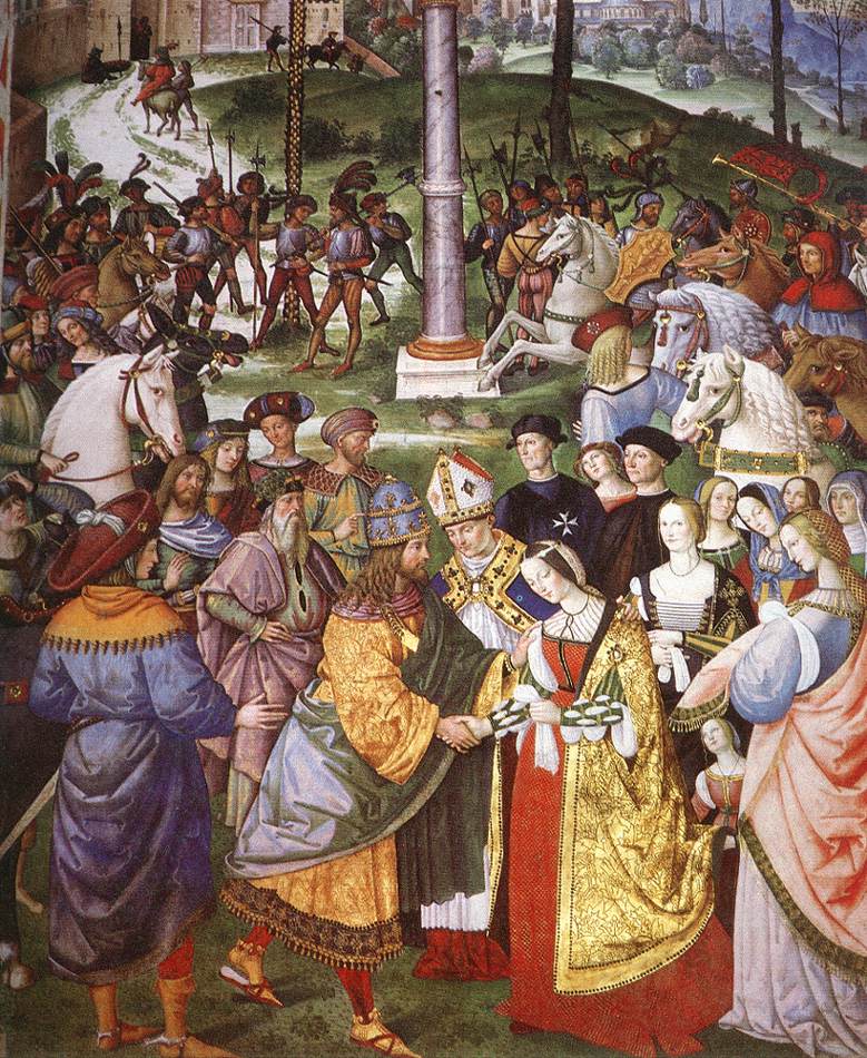 No. 5: Enea Silvio Piccolomini présente Frédéric III à Eléonore de Portugal (détail)