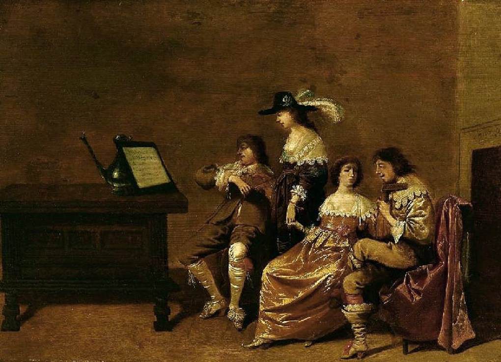 Société élégante faisant de la musique