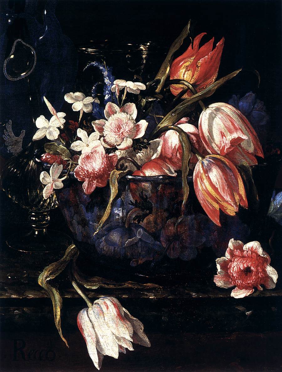 Verrerie sur une table en marbre (détail)