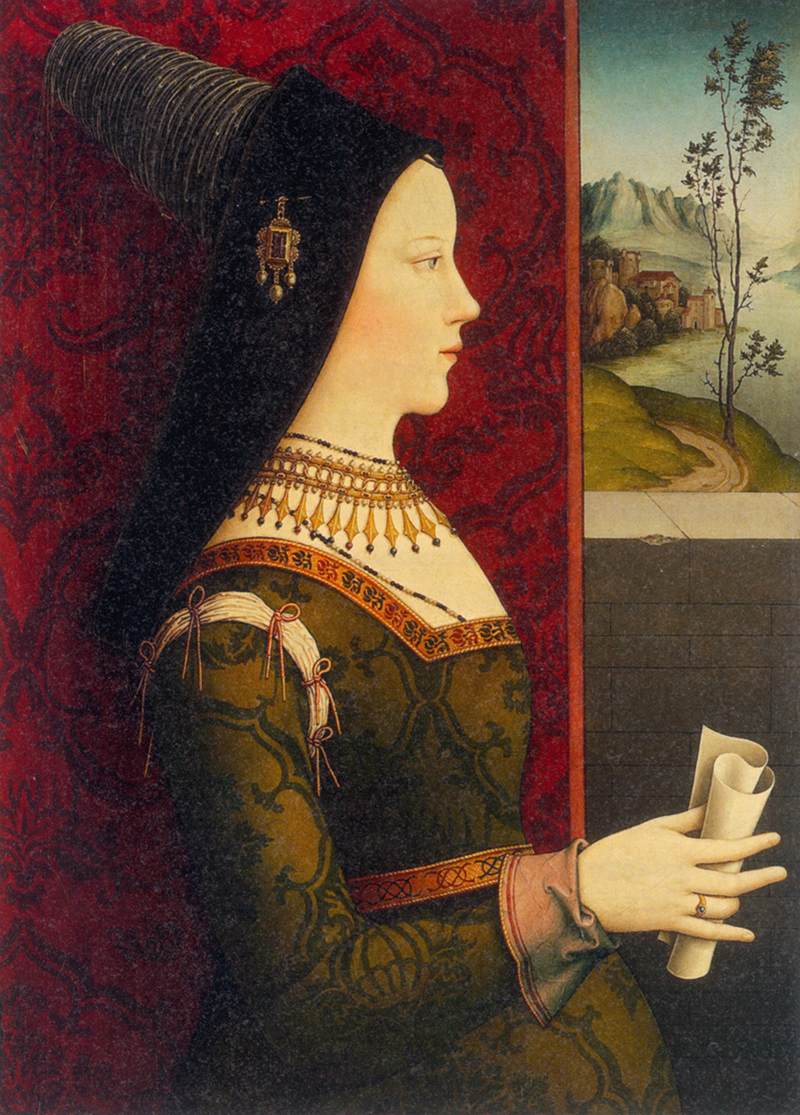 Marie de Bourgogne, à mi-corps, de profil