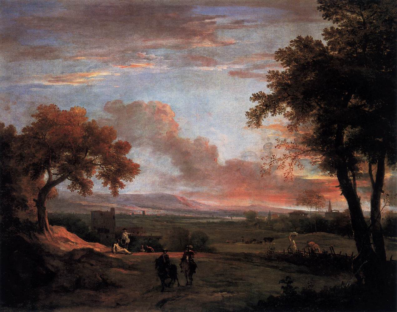 Paysage méridional au crépuscule