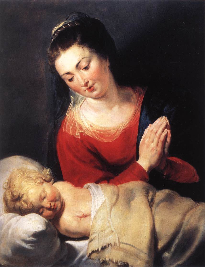 Vierge en adoration devant l'Enfant Jésus