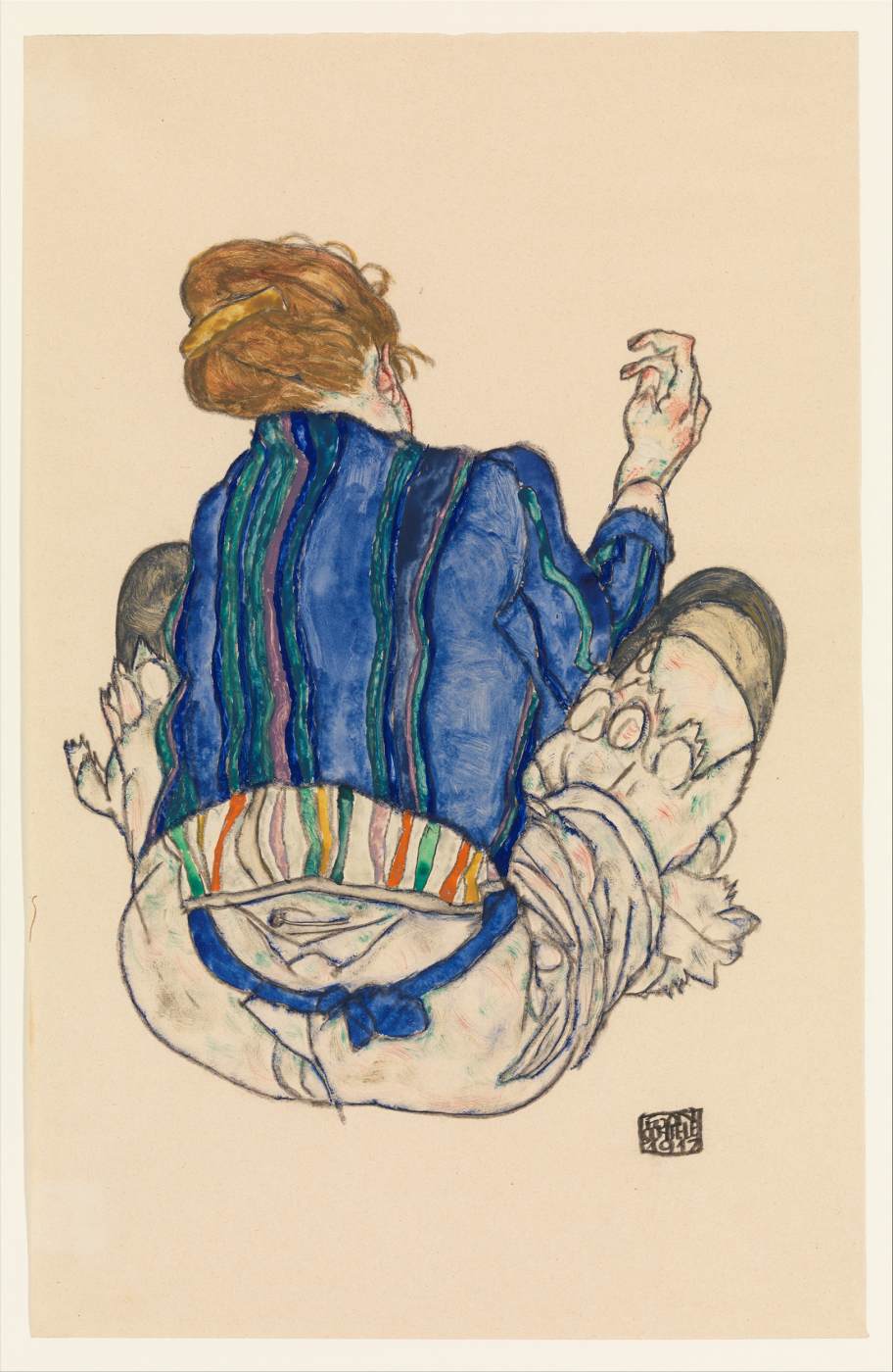Femme assise, vue de dos