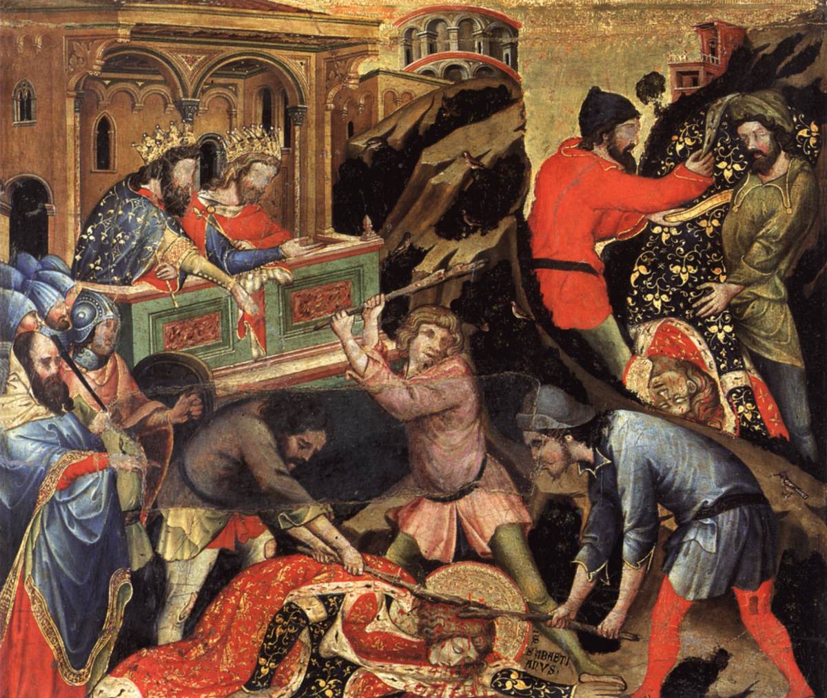 Saint Sébastien battu à coups de bâton