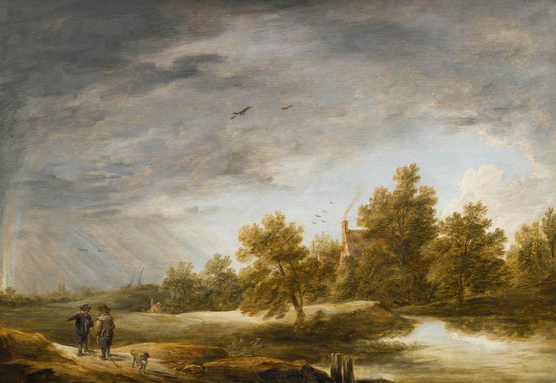 Paysage fluvial avec arc-en-ciel